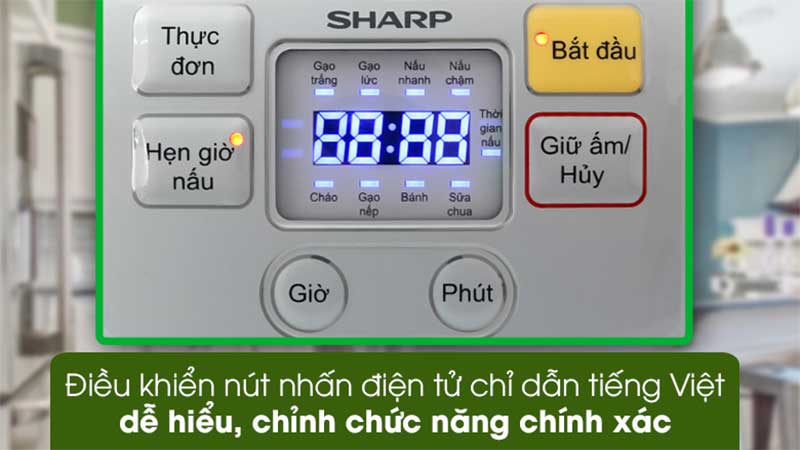 Bảng điều khiển của Nồi cơm điện tử Sharp KS-COM08V-SL