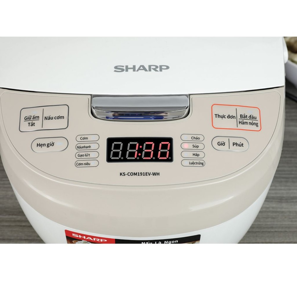 Nồi cơm điện tử Sharp 1.8 lít KS-COM191EV-WH - Hàng chính hãng