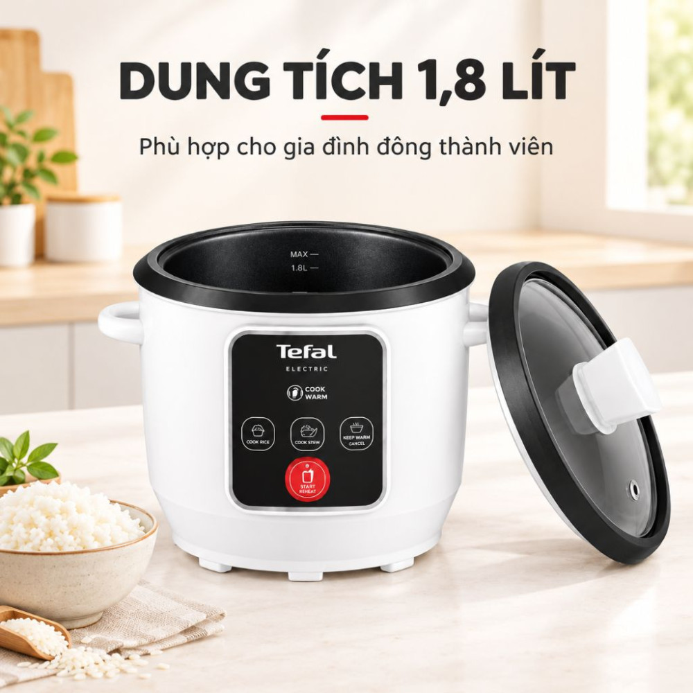 Nồi cơm điện tử Tefal 1.8L Easy Pot RK1071Y0  - Hàng chính hãng