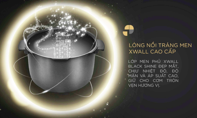 Lòng nồi phủ men Xwall Black độc quyền Cuckoo, an toàn cho sức khỏe