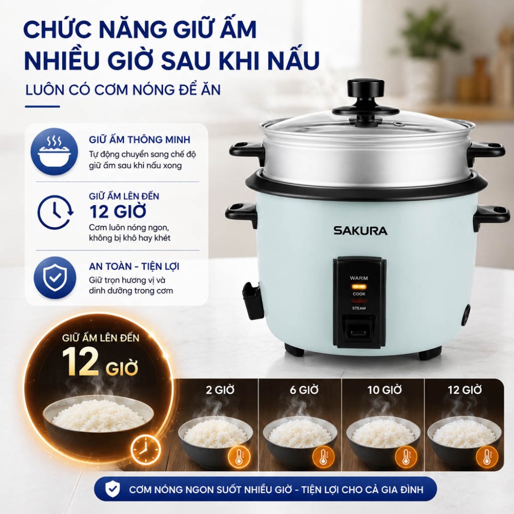 Nồi cơm điện Sakura KIWA-18E - Hàng chính hãng