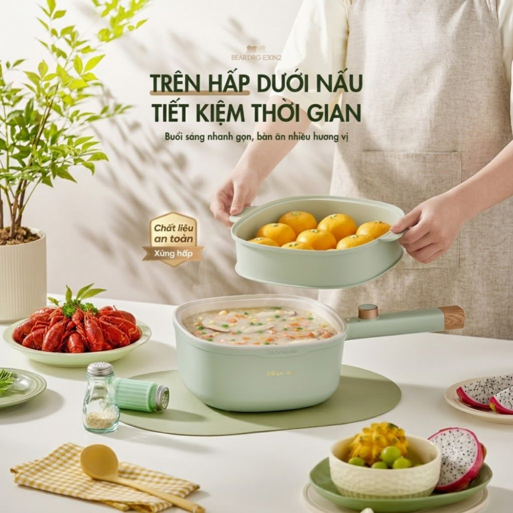 Nồi điện đa năng 3 lít Bear DRG-E30N2 - Hàng chính hãng