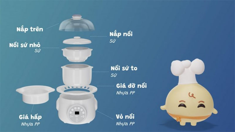 Cấu tạo của Nồi hầm cách thuỷ 2 tầng STEW 2 Fatzbaby FB9110ZT