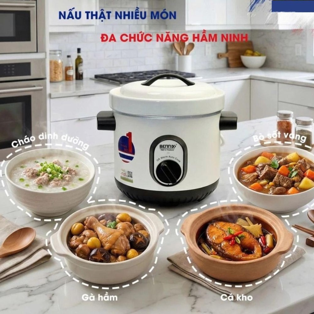 Nồi hầm chậm cơ Bennix BN-10 Baby - Hàng chính hãng