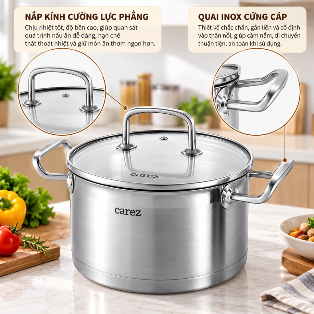 Nồi inox đáy từ Carez CPC755SI24SN - Hàng chính hãng