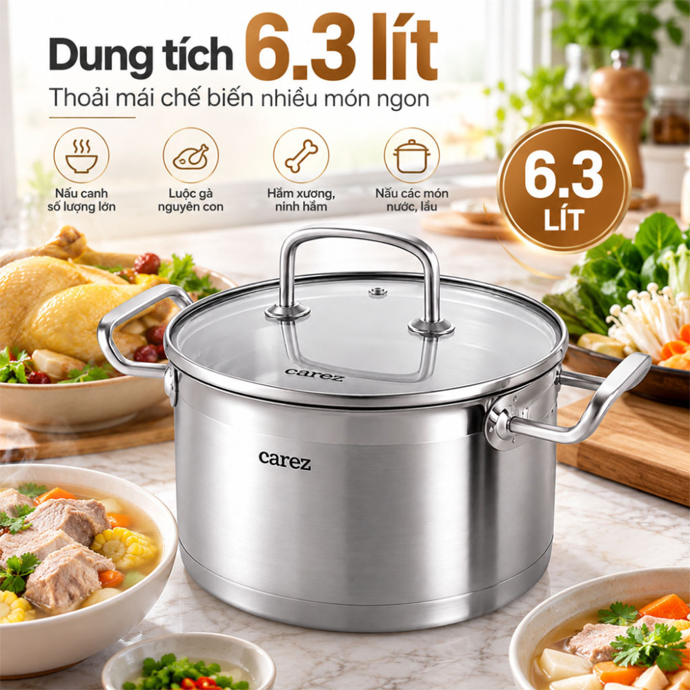 Nồi inox đáy từ Carez CPC755SI24SN - Hàng chính hãng