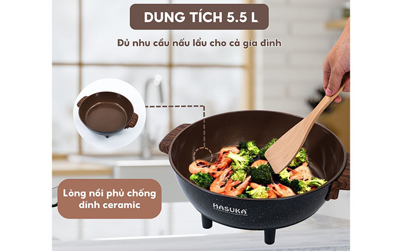 Dung tích của Nồi lẩu điện đa năng Hasuka HSK-355L