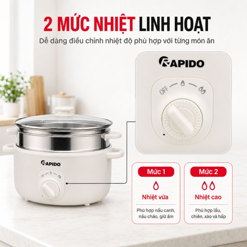 Nồi lẩu điện đa năng Rapido RFM50WSM - Hàng chính hãng
