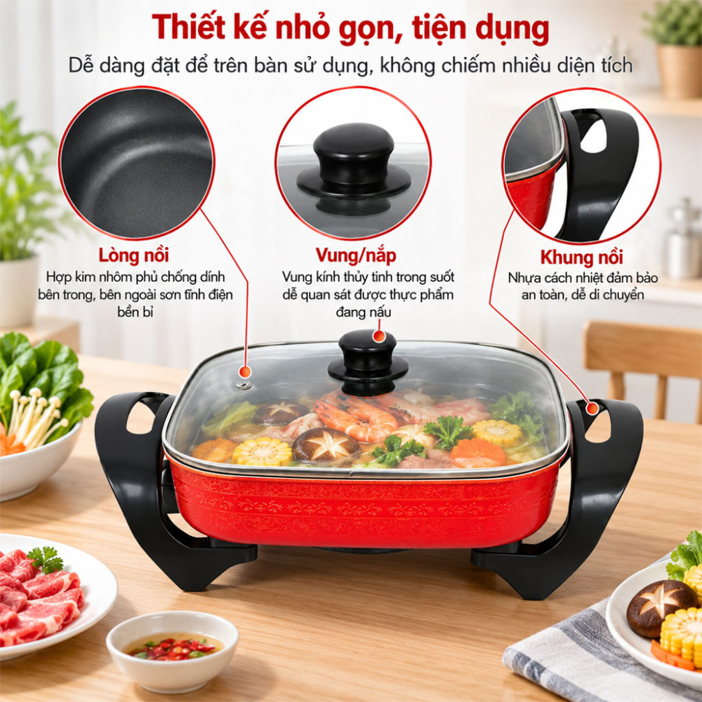 Lẩu điện đa năng Fujika FJ-EP3615 3 lít - Hàng chính hãng