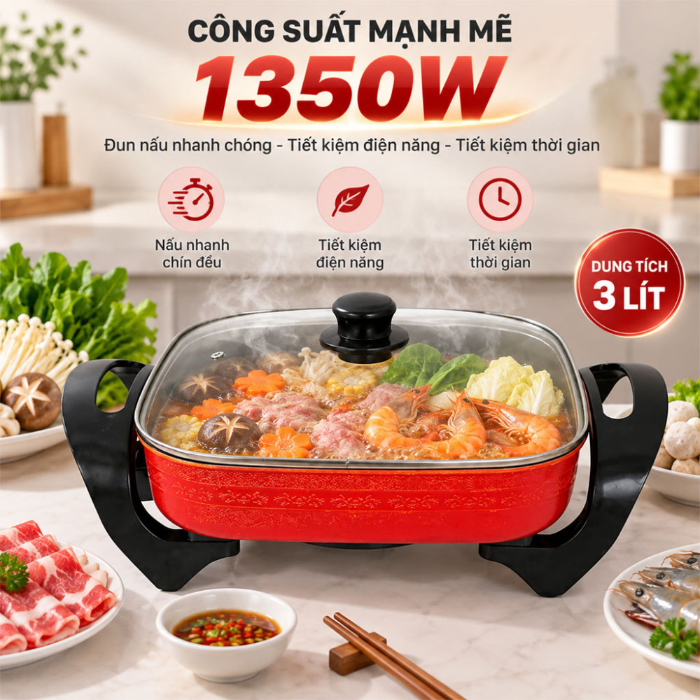 Lẩu điện đa năng Fujika FJ-EP3615 3 lít - Hàng chính hãng