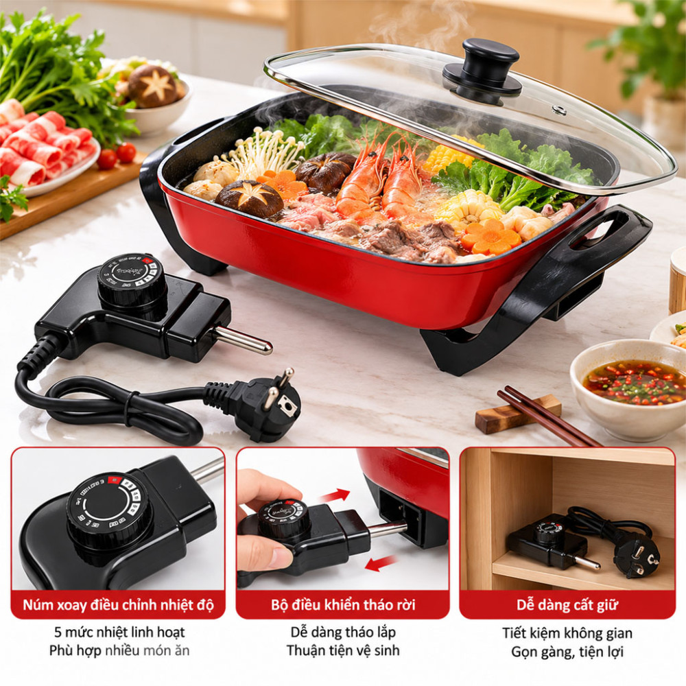 Lẩu điện đa năng Fujika FJ-EP3615 3 lít - Hàng chính hãng
