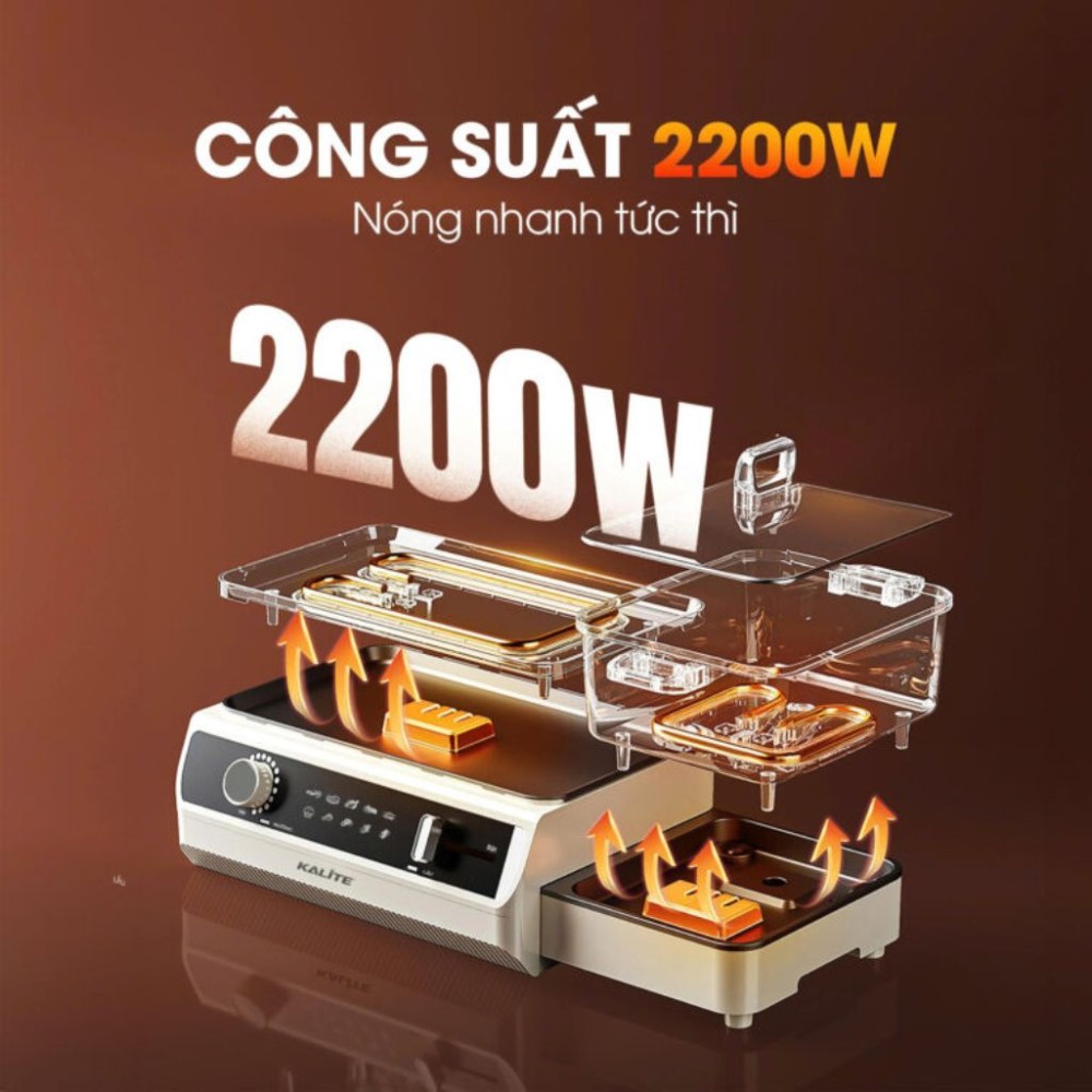 Nồi lẩu nướng 2in1 Kalite KLG555 - Hàng chính hãng