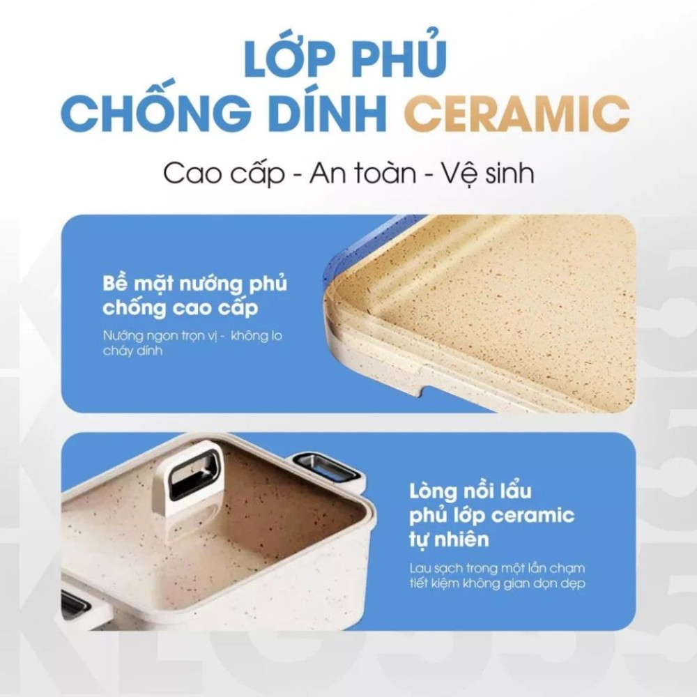 Nồi lẩu nướng 2in1 Kalite KLG555 - Hàng chính hãng