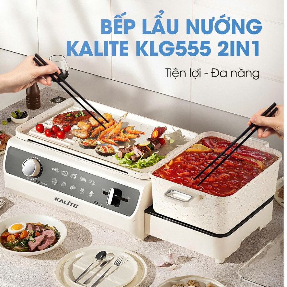 Nồi lẩu nướng 2in1 Kalite KLG555 - Hàng chính hãng