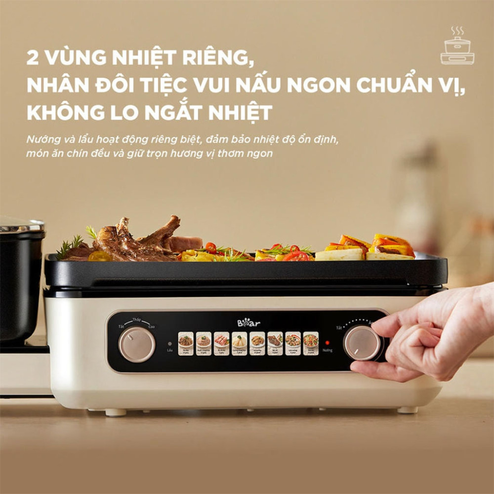 Nồi lẩu nướng đa năng Bear GR-5H22R83 - Hàng chính hãng