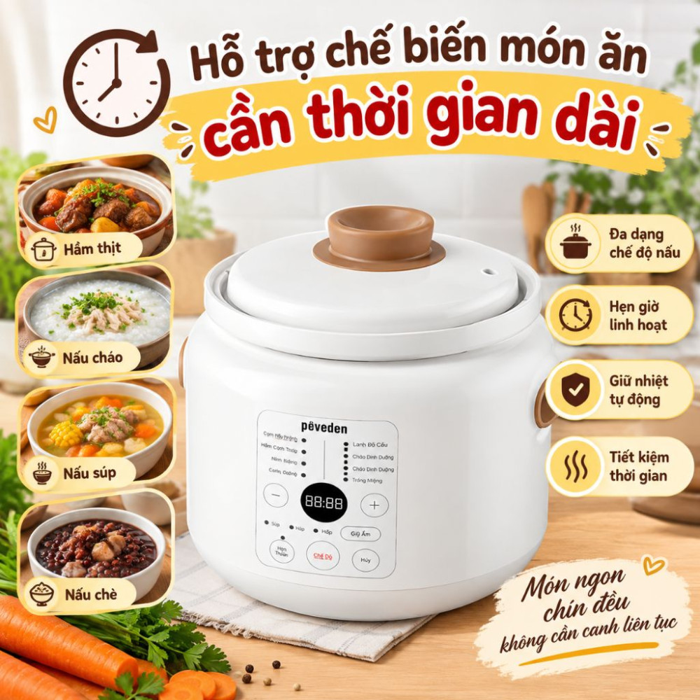 Nồi nấu chậm Paveden PSC-325 - 3 lít - Hàng chính hãng