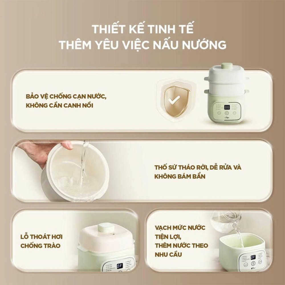 Nồi nấu chậm 0.8 lít Bear EST-085DH - Hàng chính hãng