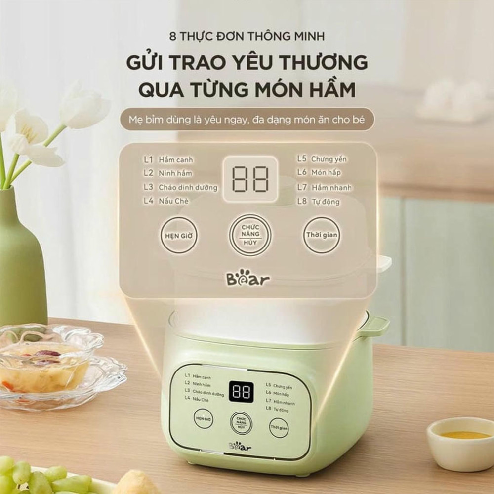 Nồi nấu chậm 0.8 lít Bear EST-085DH - Hàng chính hãng