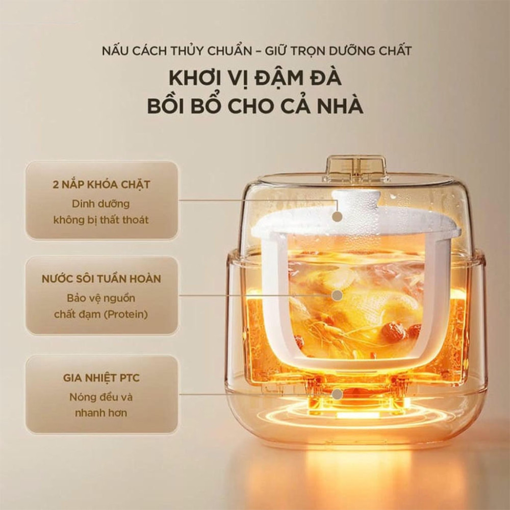 Nồi nấu chậm 0.8 lít Bear EST-085DH - Hàng chính hãng
