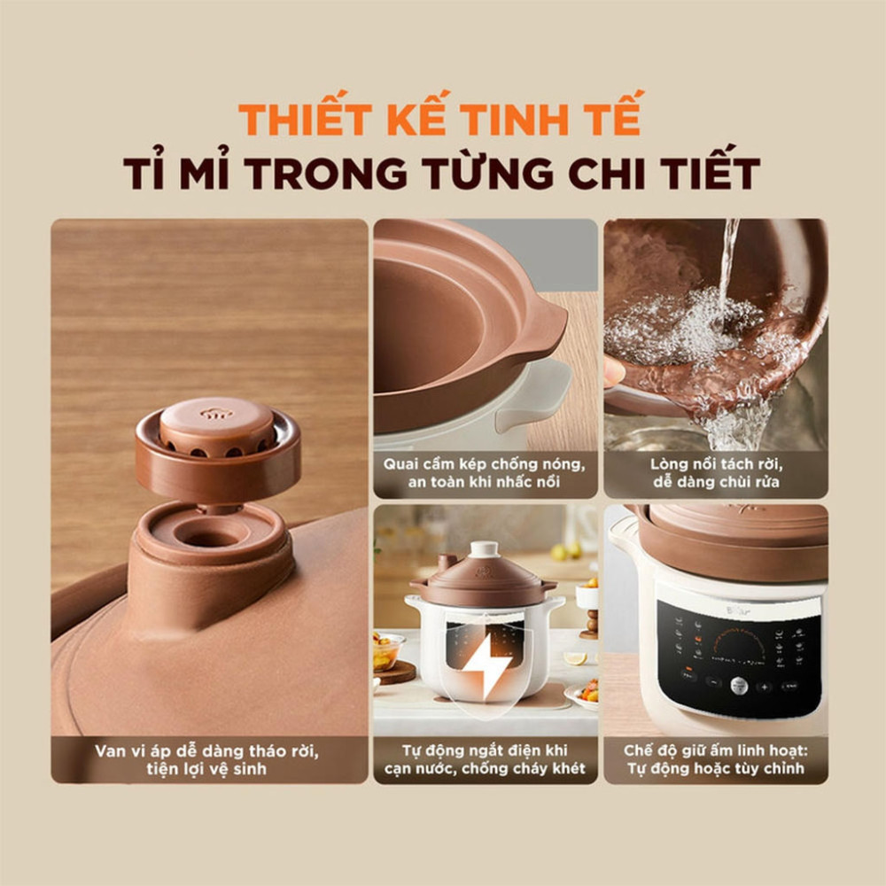 Nồi nấu chậm Bear 3 lít ESP-305LP - Hàng chính hãng