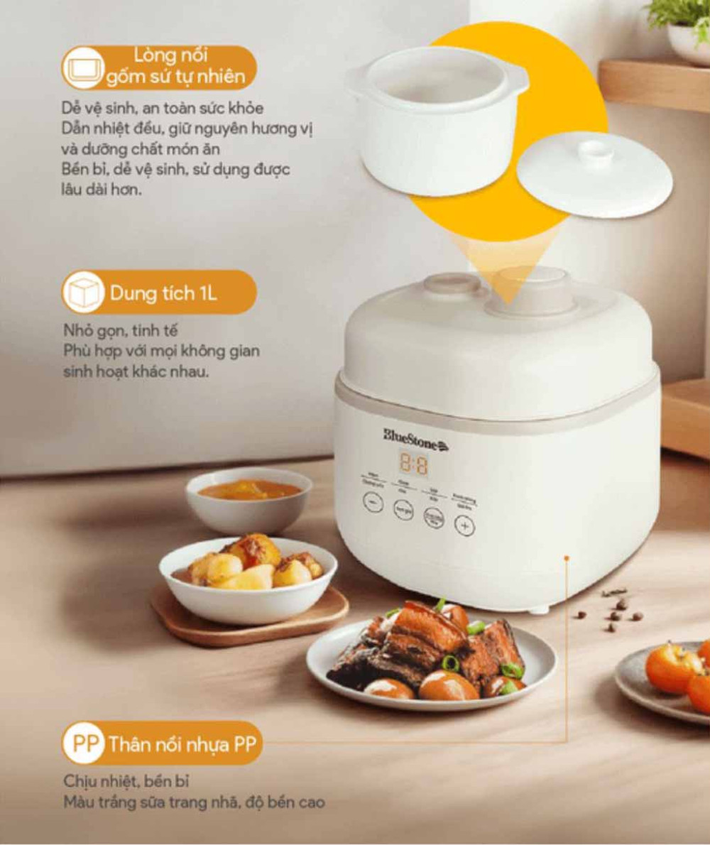 Lòng nồi gốm cao cấp, chịu nhiệt, an toàn cho sức khỏe.