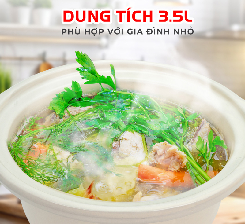 Dung tích là 3.5L, đáp ứng nhu cầu cho cả nhà