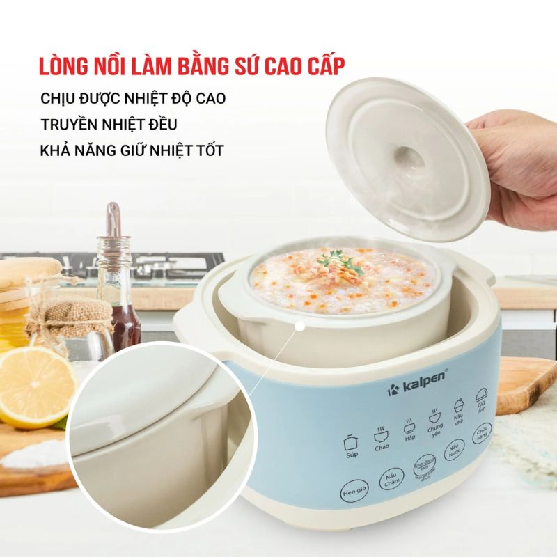 lòng nồi được làm bằng gốm sứ an toàn cho sức khỏe