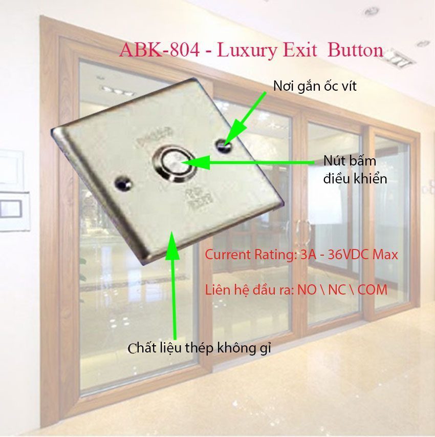Chất liệu của nút bấm mở cửa Luxury Exit  Button Soyal ABK-804