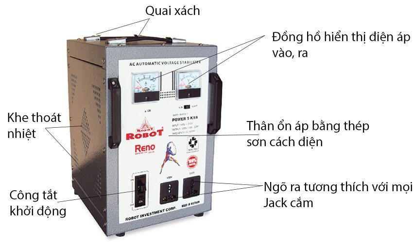 Chi tiết của Ổn áp một pha RoBot Reno 817-5KVA 140V-250V