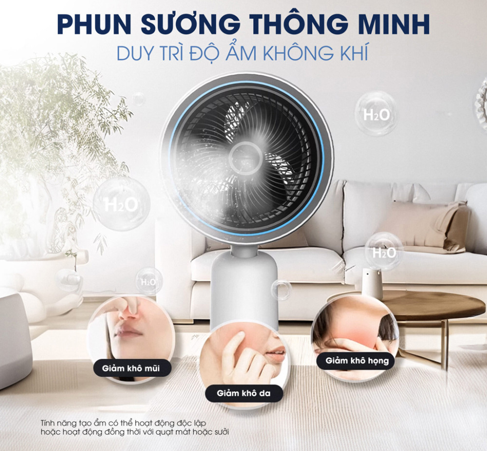 Chức năng phun sương, cân bằng độ ẩm tối ưu, bảo vệ làn da