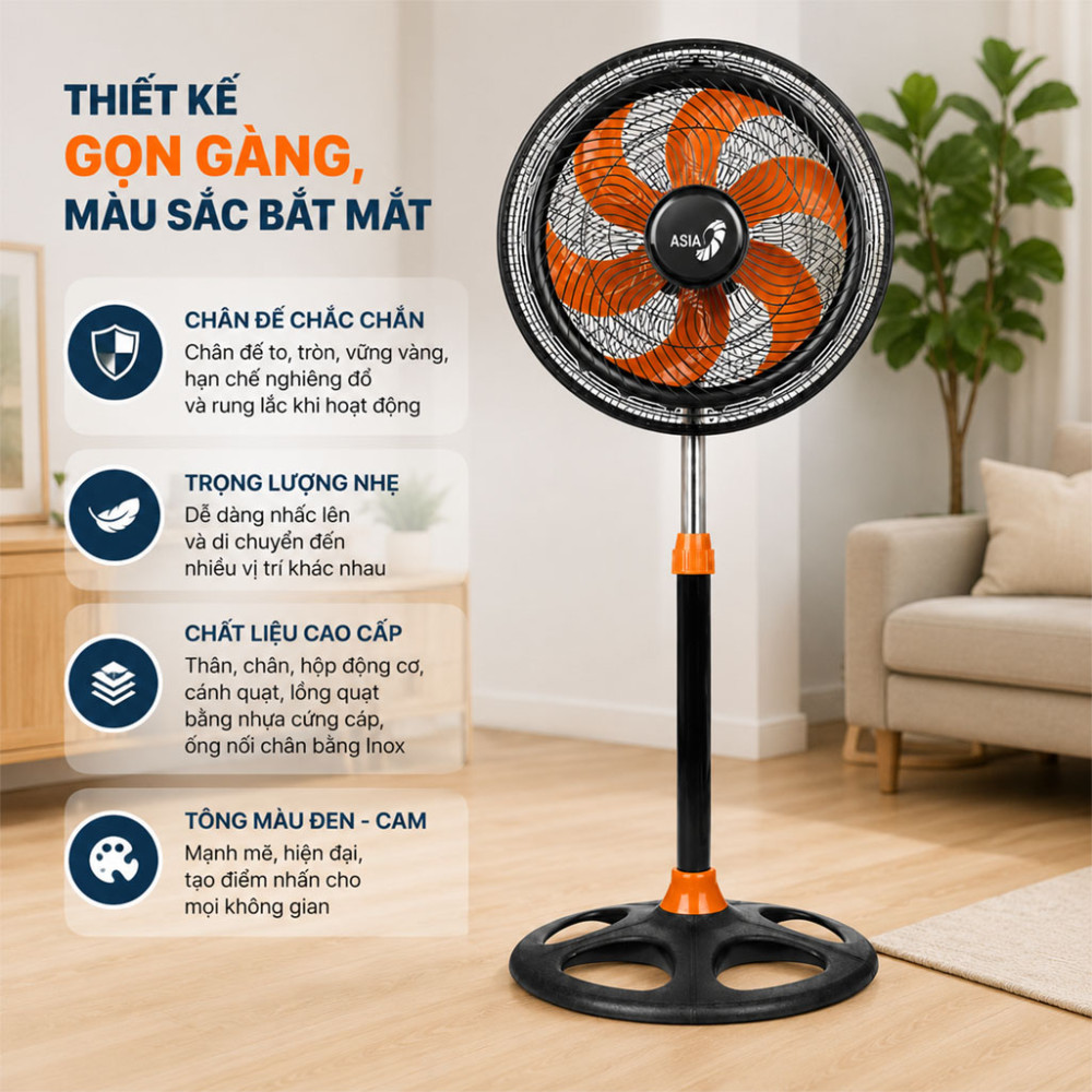 Quạt đứng Asiavina Turbo plus VY639892 - Hàng chính hãng