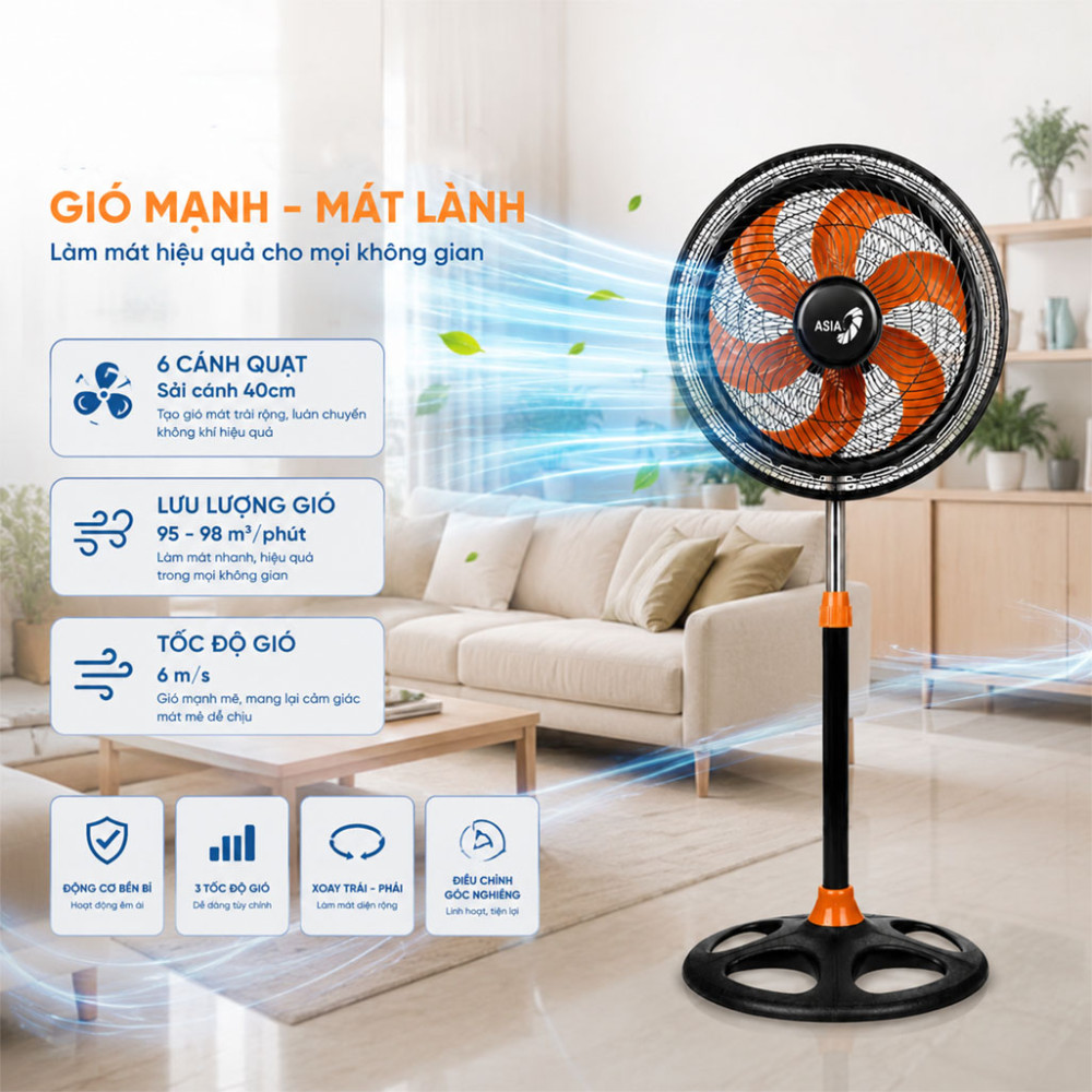 Quạt đứng Asiavina Turbo plus VY639892 - Hàng chính hãng