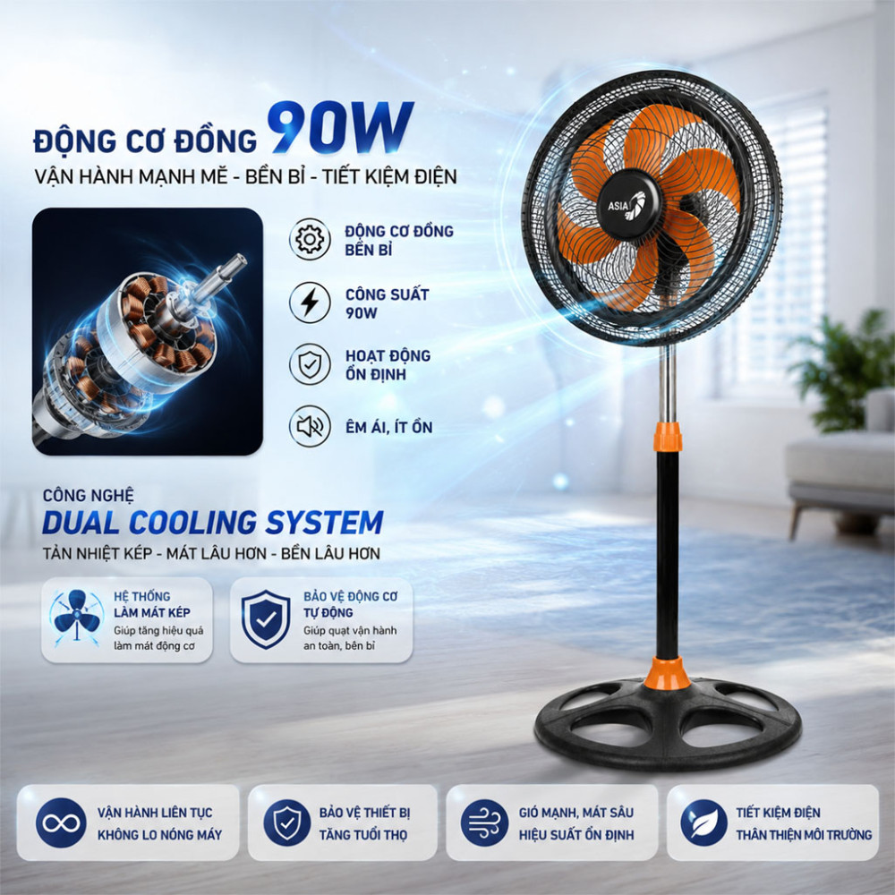 Quạt đứng Asiavina Turbo plus VY639892 - Hàng chính hãng
