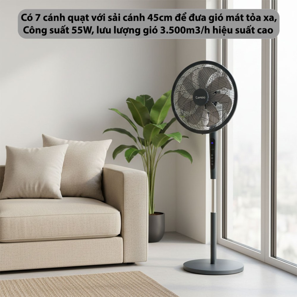 Quạt đứng điều khiển từ xa Rapido RWF–45PGD - Hàng chính hãng