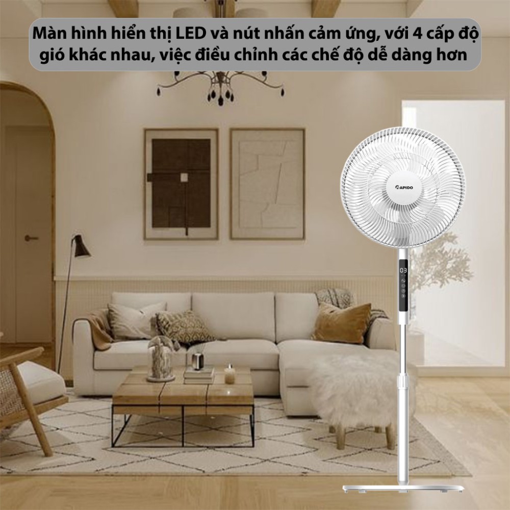 Quạt đứng điều khiển từ xa Rapido RWF-14AHD - Hàng chính hãng
