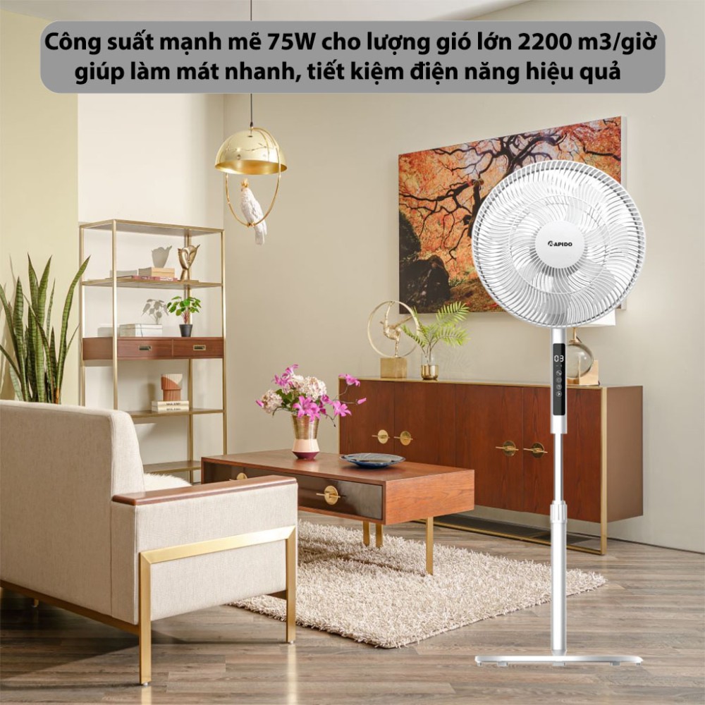 Quạt đứng điều khiển từ xa Rapido RWF-14AHD - Hàng chính hãng