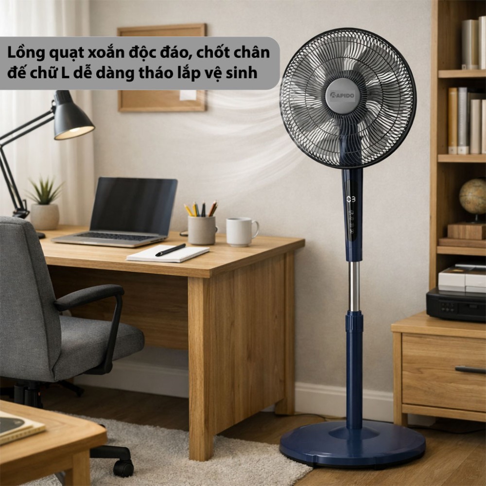 Quạt đứng điều khiển từ xa Rapido RWF-45PGD-1 - Hàng chính hãng