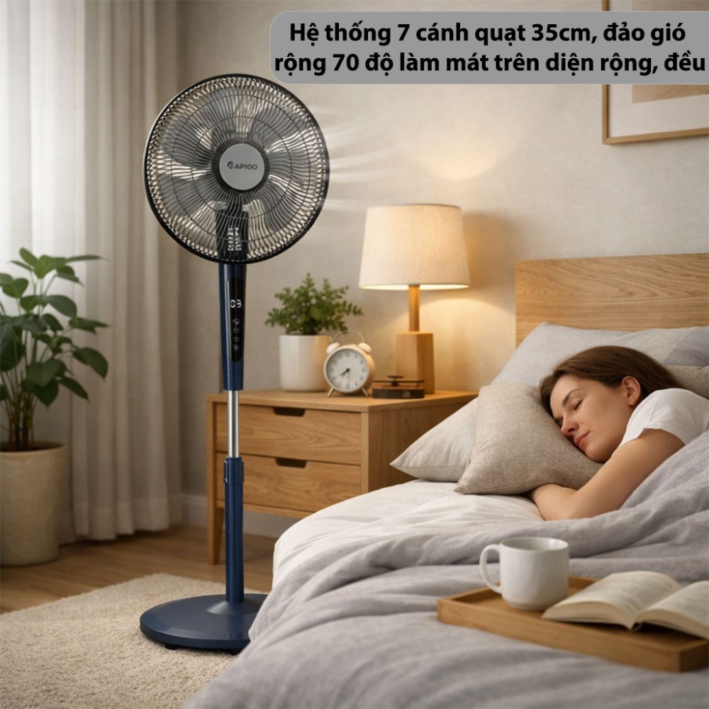 Quạt đứng điều khiển từ xa Rapido RWF-45SGD-1 - Hàng chính hãng
