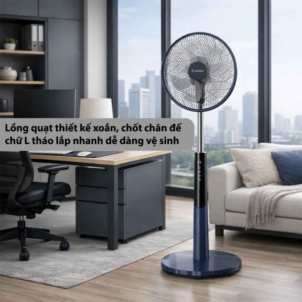 Quạt đứng điều khiển từ xa Rapido RWF-50PBD-1 - Hàng chính hãng