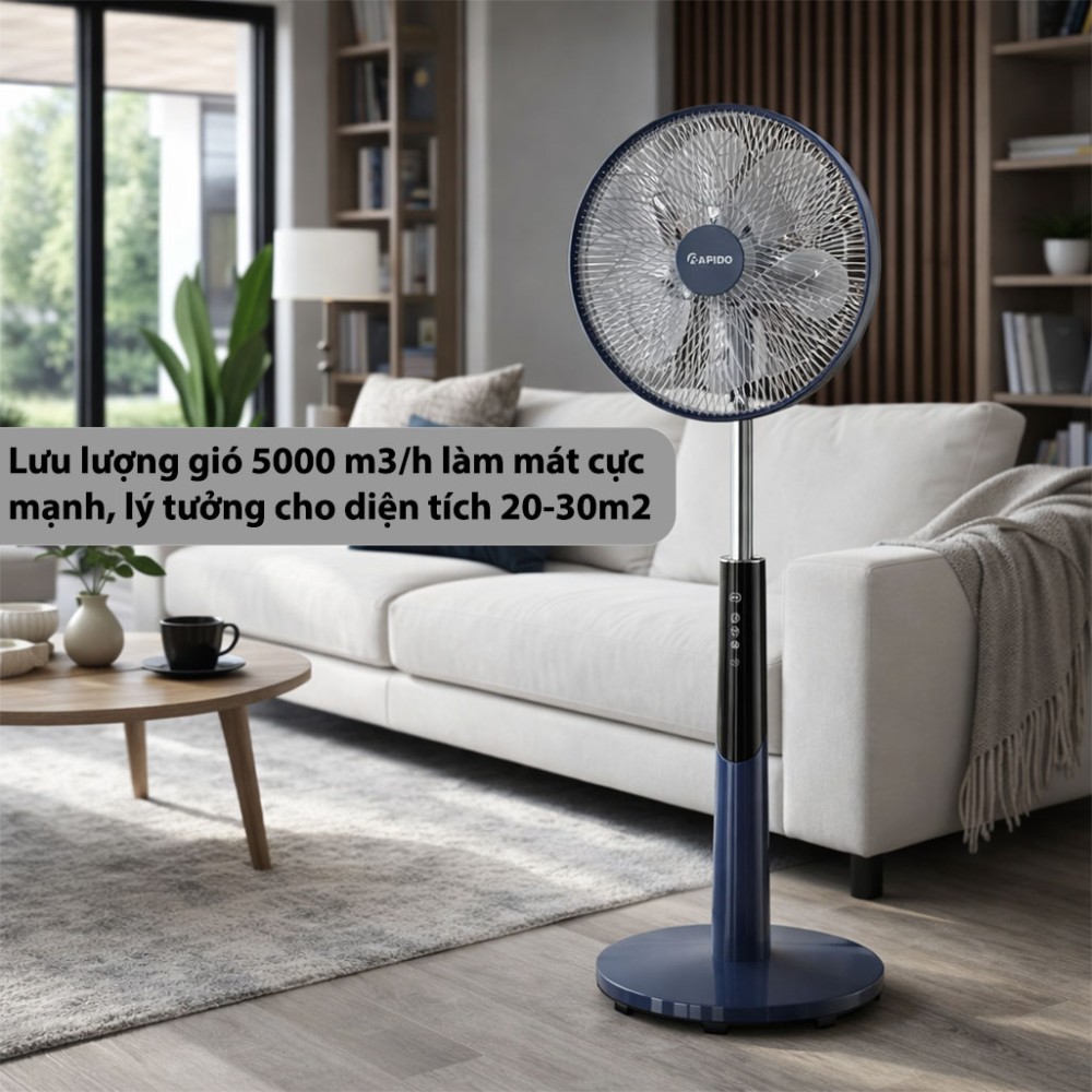 Quạt đứng điều khiển từ xa Rapido RWF-50PBD-1 - Hàng chính hãng