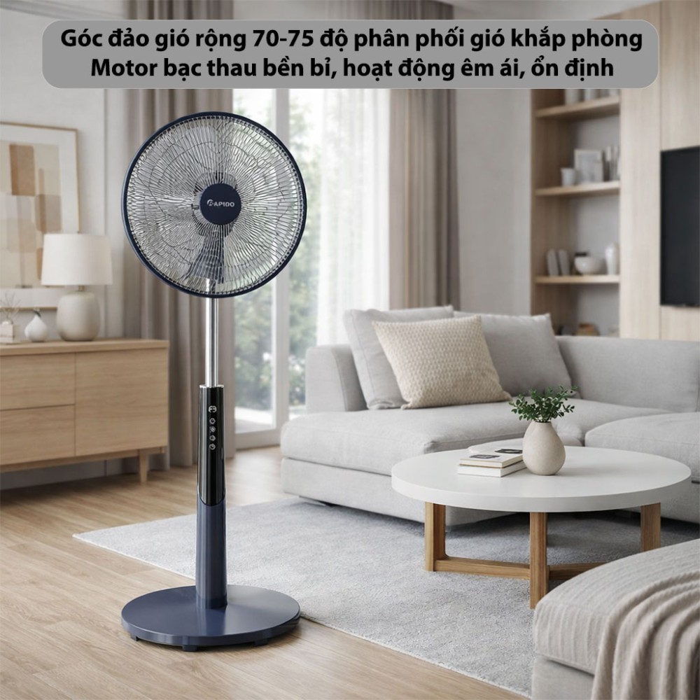 Quạt đứng điều khiển từ xa Rapido RWF-50PBD-1 - Hàng chính hãng