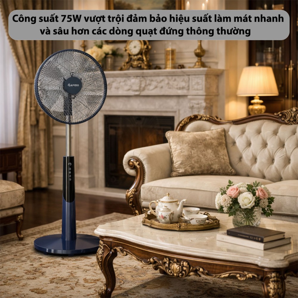 Quạt đứng điều khiển từ xa Rapido RWF-50SBD-1 - Hàng chính hãng