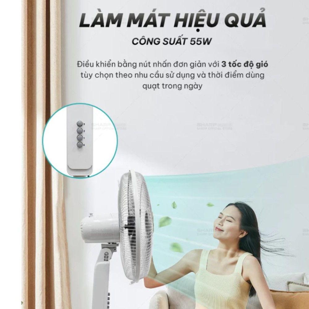 Quạt đứng Sharp PJ-S40MV-LG - Hàng chính hãng