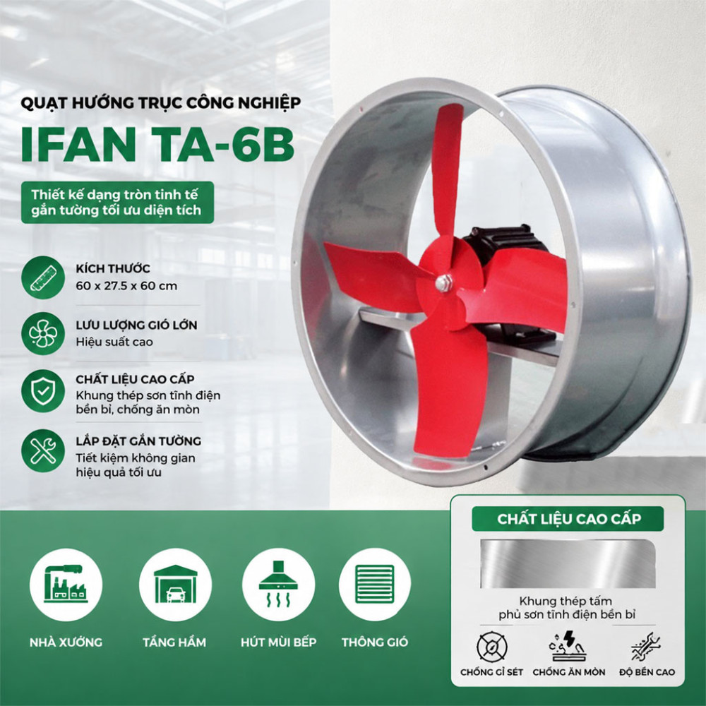 Quạt hút công nghiệp tròn IFAN TA-6B - Hàng chính hãng
