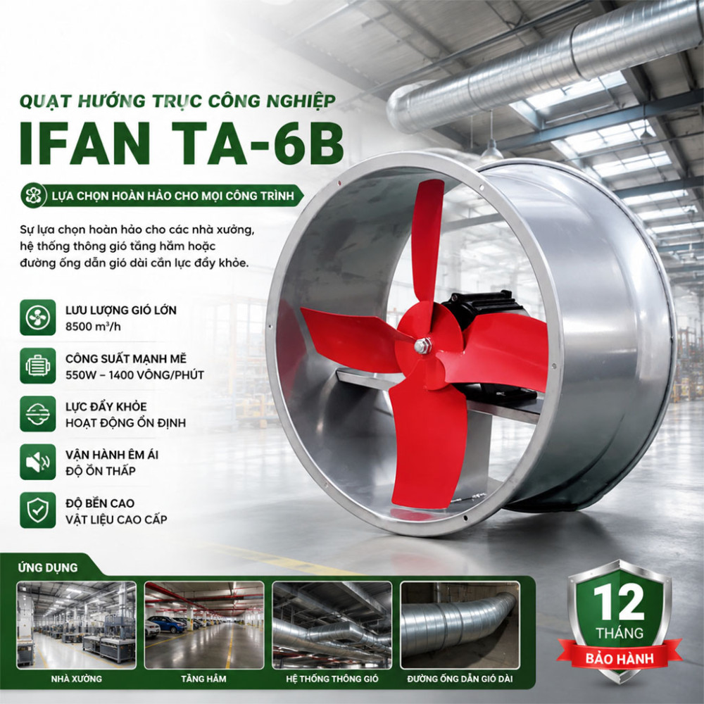 Quạt hút công nghiệp tròn IFAN TA-6B - Hàng chính hãng