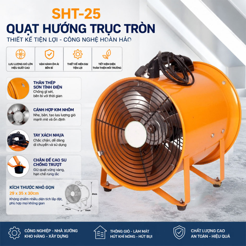 Quạt hướng trục tròn công nghiệp xách tay IFAN SHT-25 - Hàng chính hãng