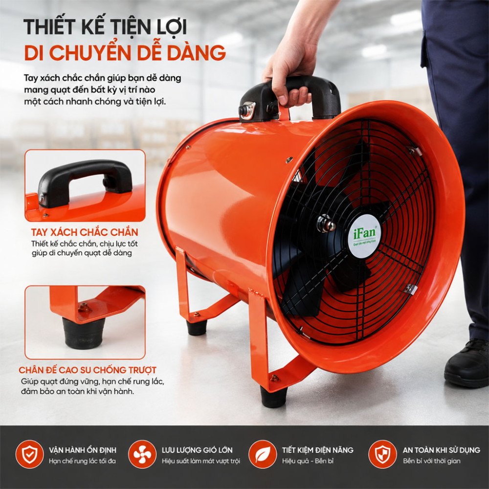 Quạt hướng trục tròn công nghiệp xách tay IFAN SHT-25 - Hàng chính hãng