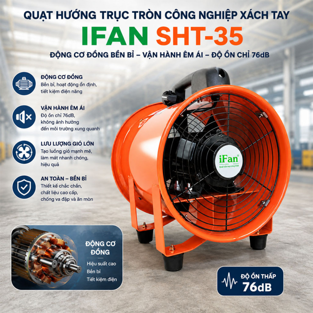 Quạt hướng trục tròn công nghiệp xách tay IFAN SHT-35 - Hàng chính hãng