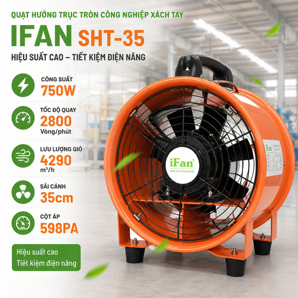 Quạt hướng trục tròn công nghiệp xách tay IFAN SHT-35 - Hàng chính hãng