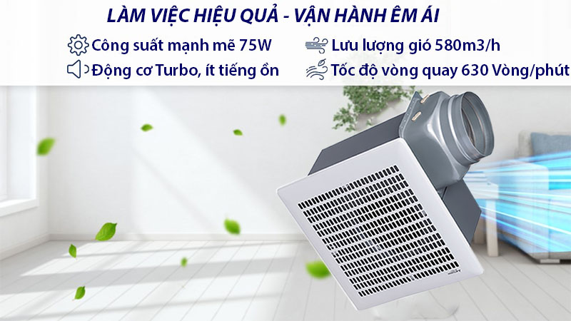 Công suất của Quạt hút âm trần có ống dẫn Mitsubishi VD-23Z4T3